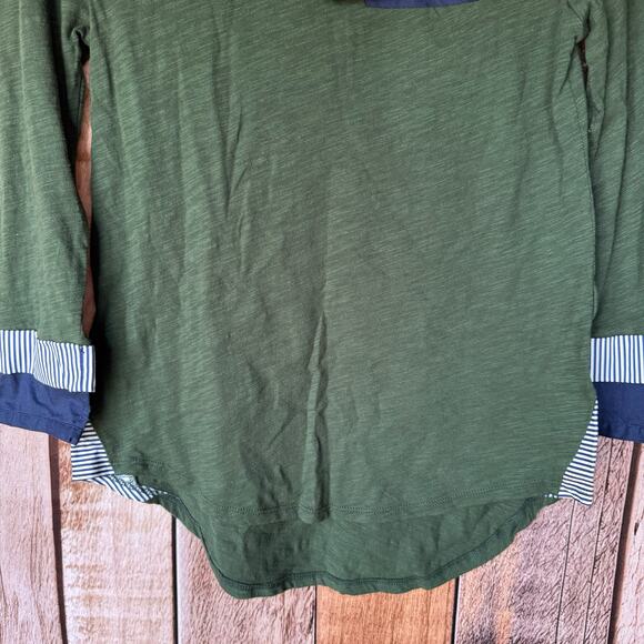 Anthropologie Little Yellow Button Top Henley 3/4 Sleeve XS Green NWT Basic - Picture 6 of 9